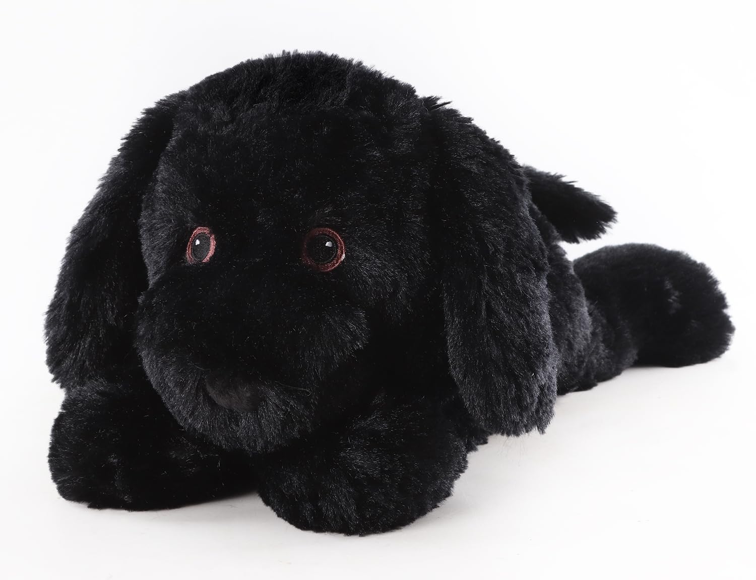 WarmPal Labrador negro peluche con calentador para confort suave.