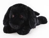 WarmPal Labrador negro peluche con calentador para confort suave.