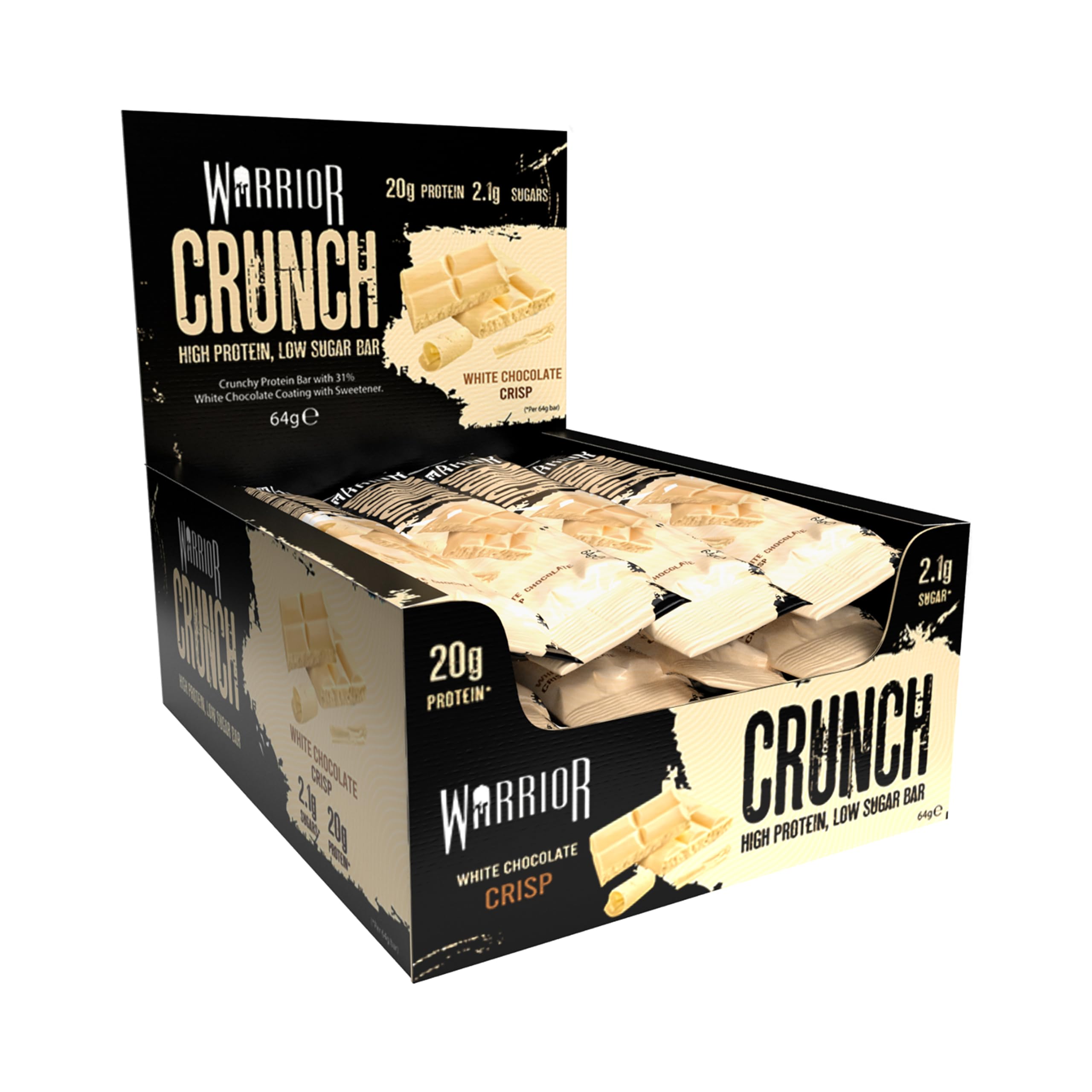 Warrior Crunch: empaque visible para snack proteico práctico.