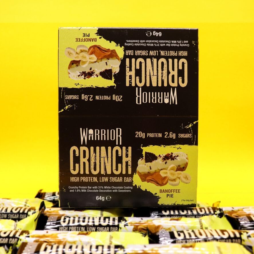Warrior Crunch empaque 12 barras, snack práctico para llevar.