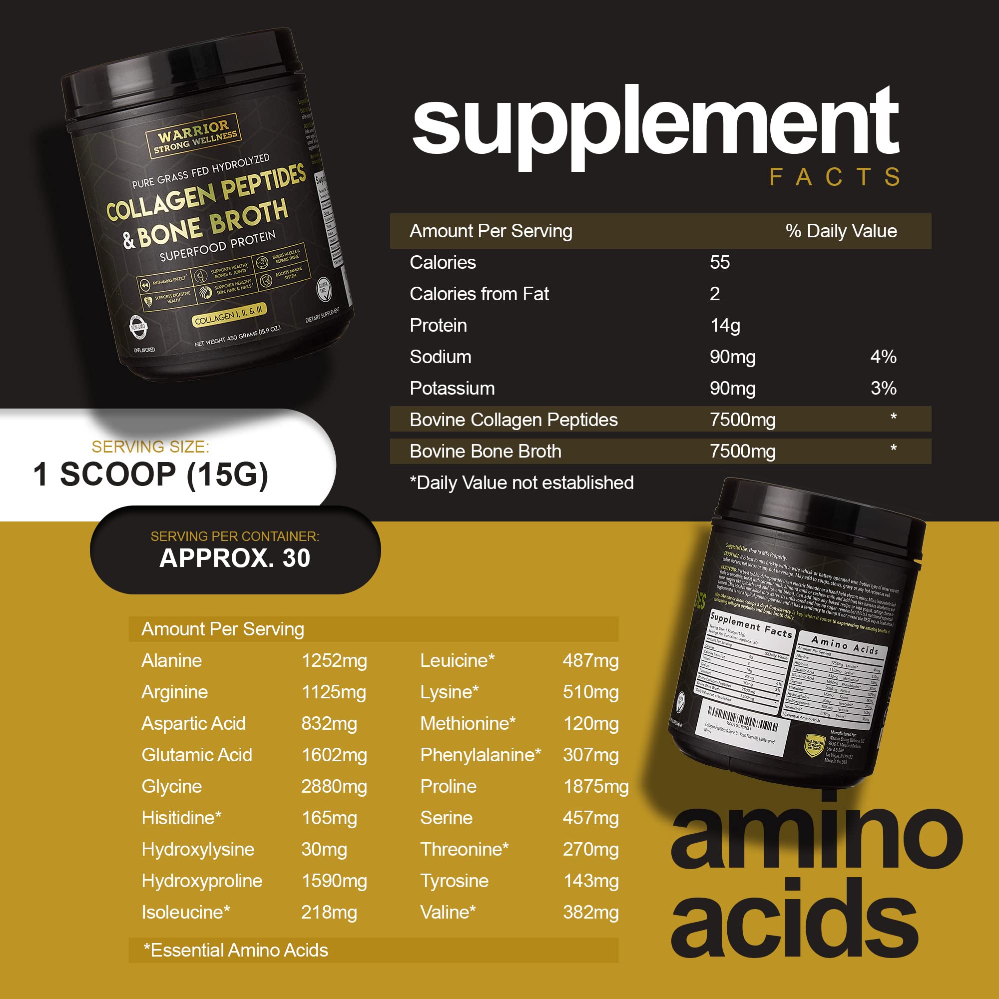 Warrior Strong Wellness polvo de hueso alimentada con pasto para cocina.