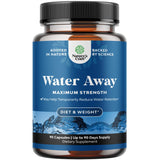 Water Away: etiqueta frontal de la caja que resalta la retención de líquidos para mayor comodidad.