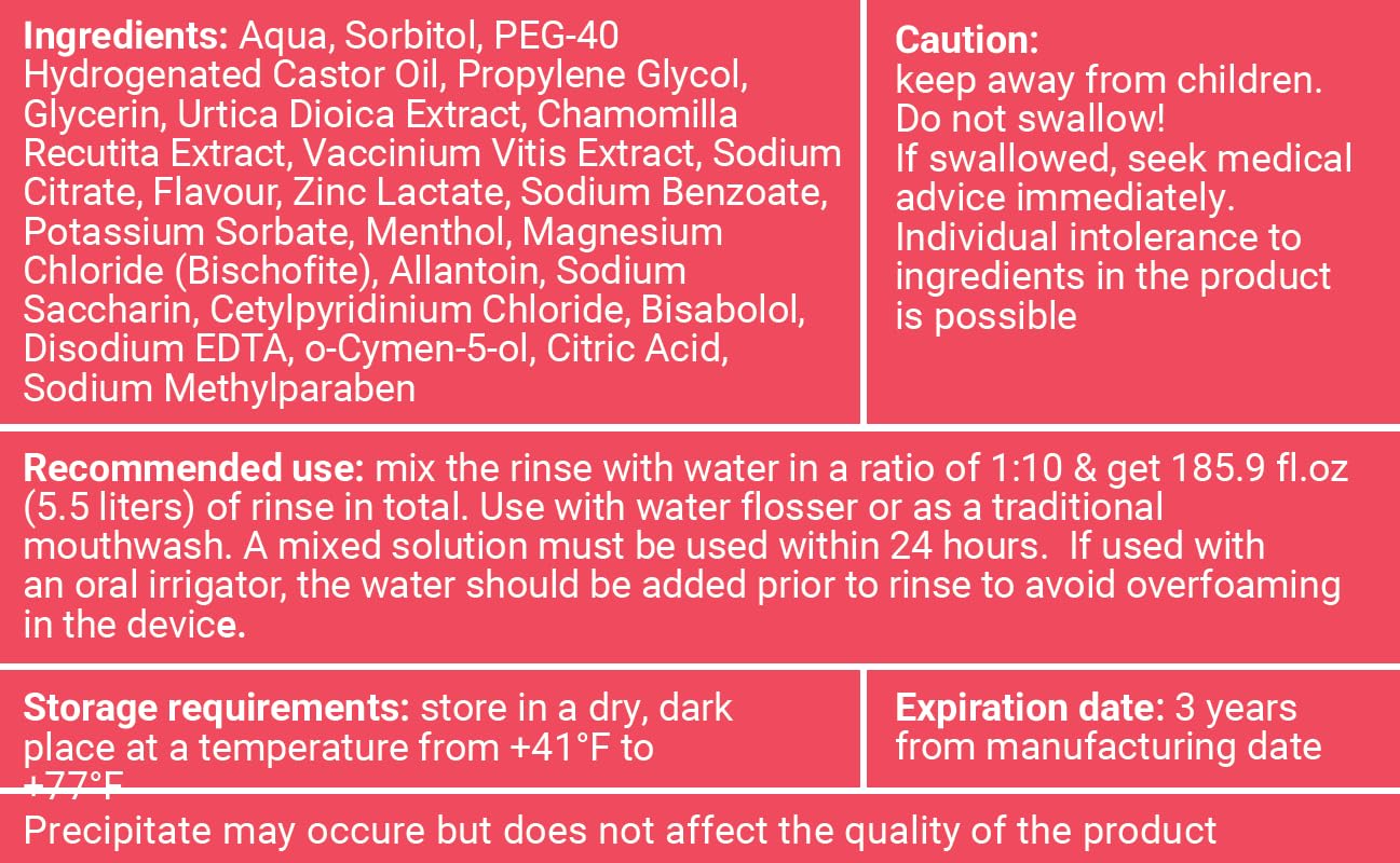 Water DENT listo para usar con irrigadores bucales compatibles, frescura continua.