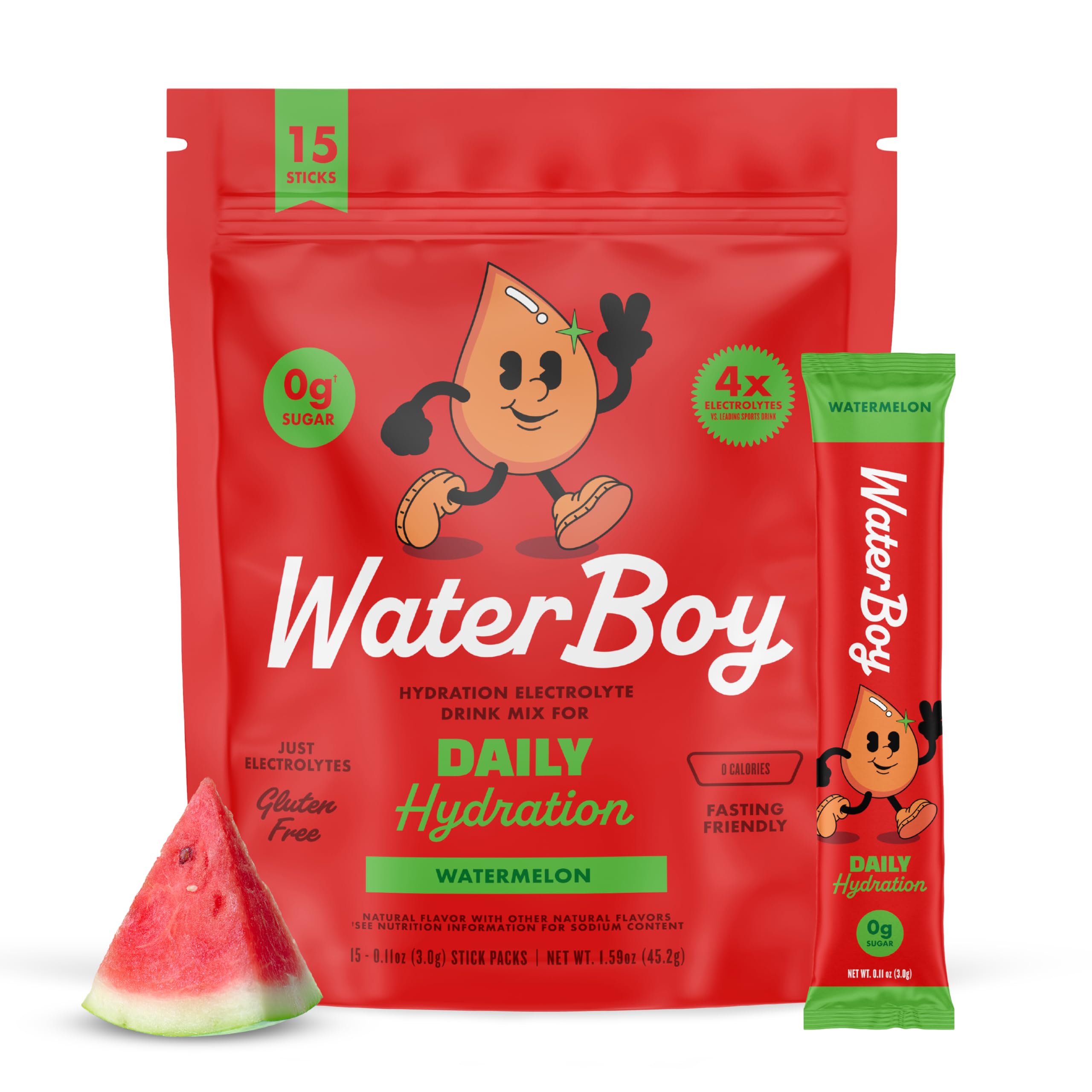 Waterboy Hidratación Diaria, envase de sobre, aporta electrolitos para hidratación diaria sin azúcar.