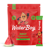 Waterboy Hidratación Diaria, envase de sobre, aporta electrolitos para hidratación diaria sin azúcar.