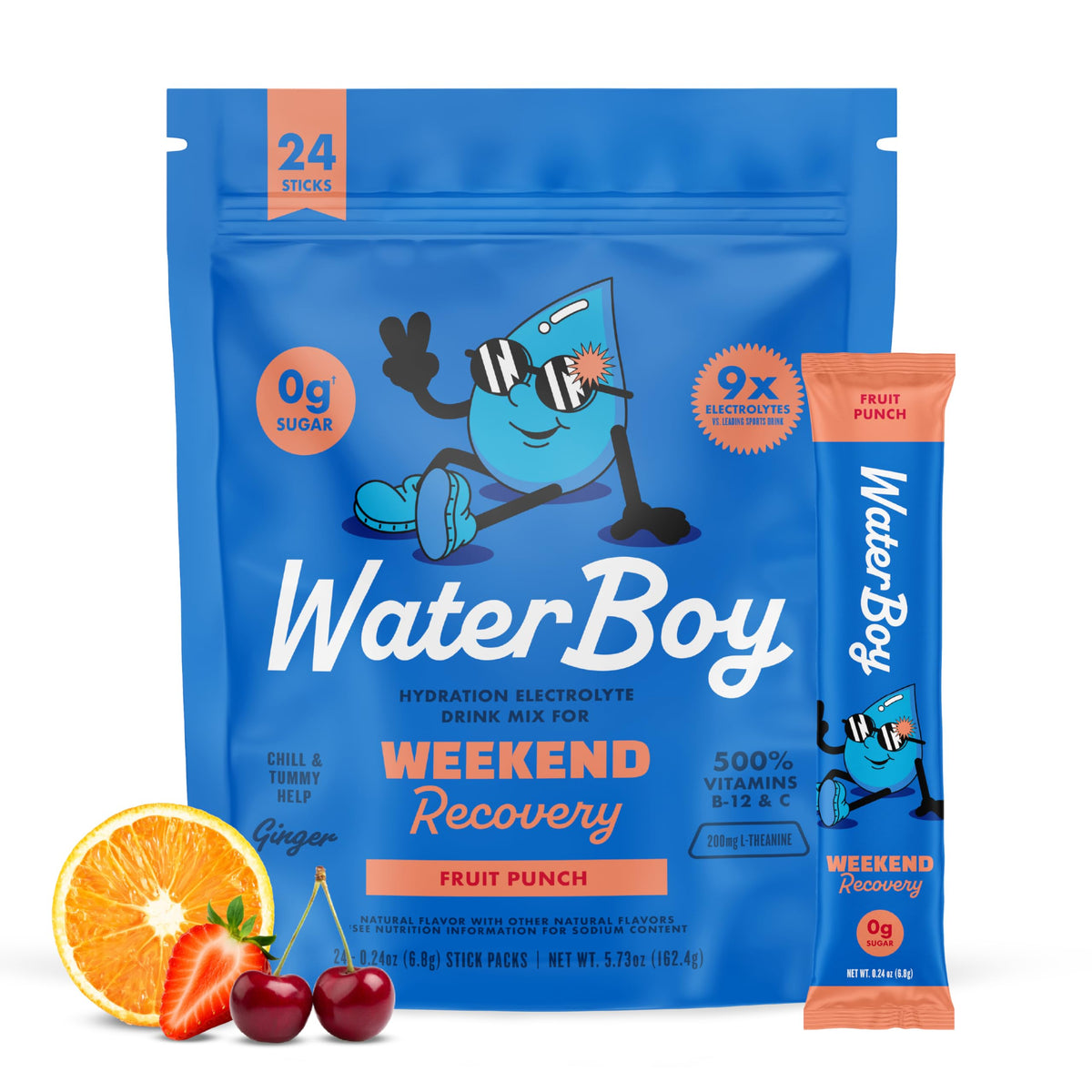 Waterboy Recovery fin de semana, stick de jengibre para rehidratar y recargar energía.