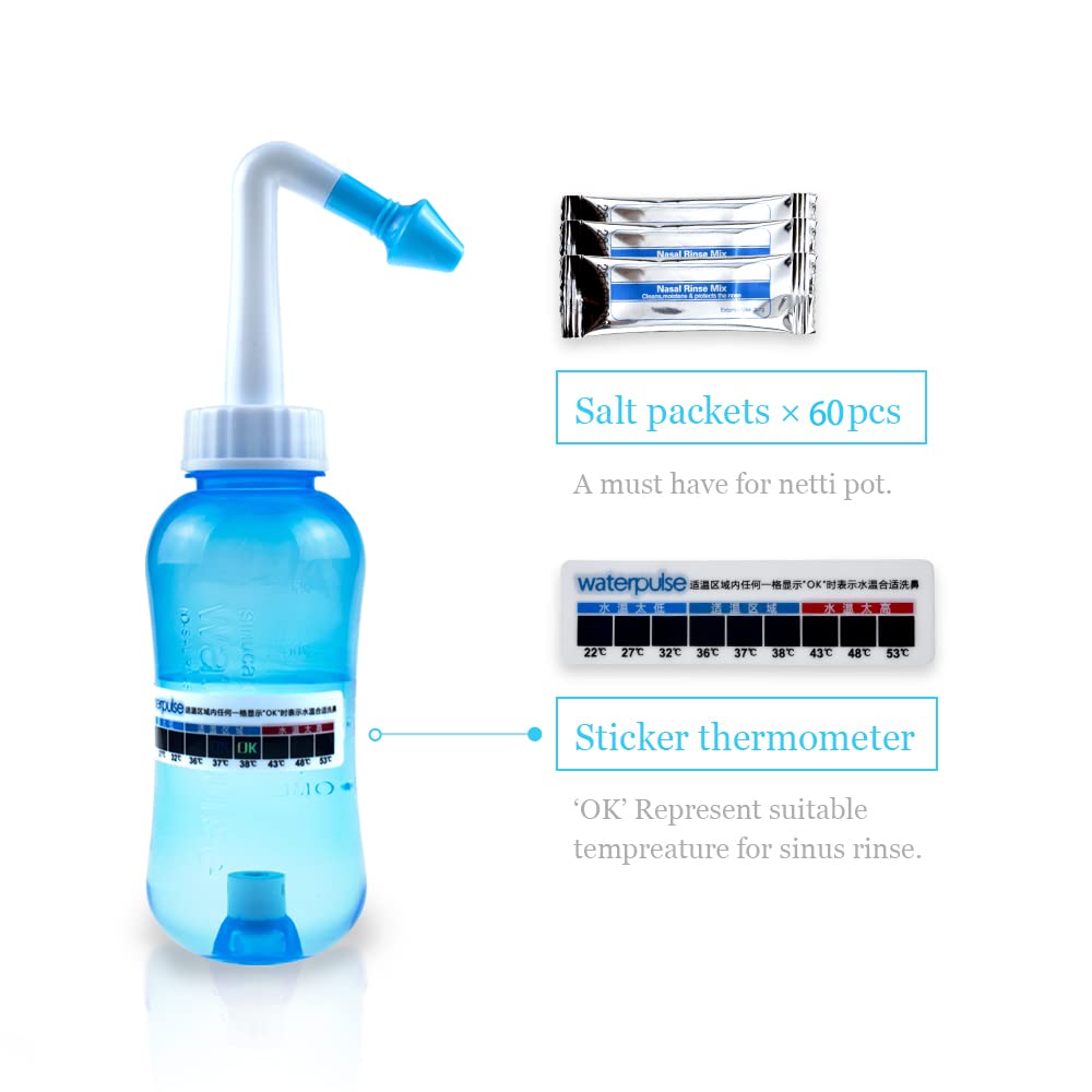 Waterpulse Neti Pot, apto para adultos y niños, ayuda a una experiencia nasal más suave