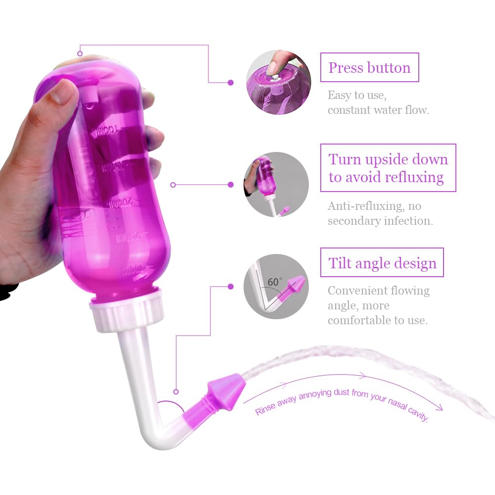 Waterpulse Neti Pot, diseño rosa para uso diario práctico.