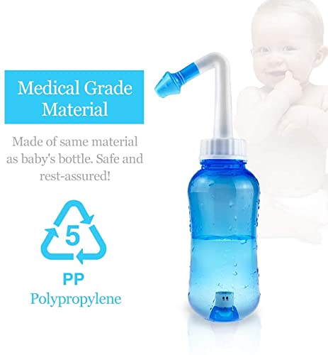 Waterpulse Neti Pot con 30 sobres de sal para solución rápida.