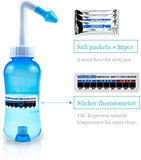Waterpulse Neti Pot con termómetro adhesivo para controlar la temperatura.