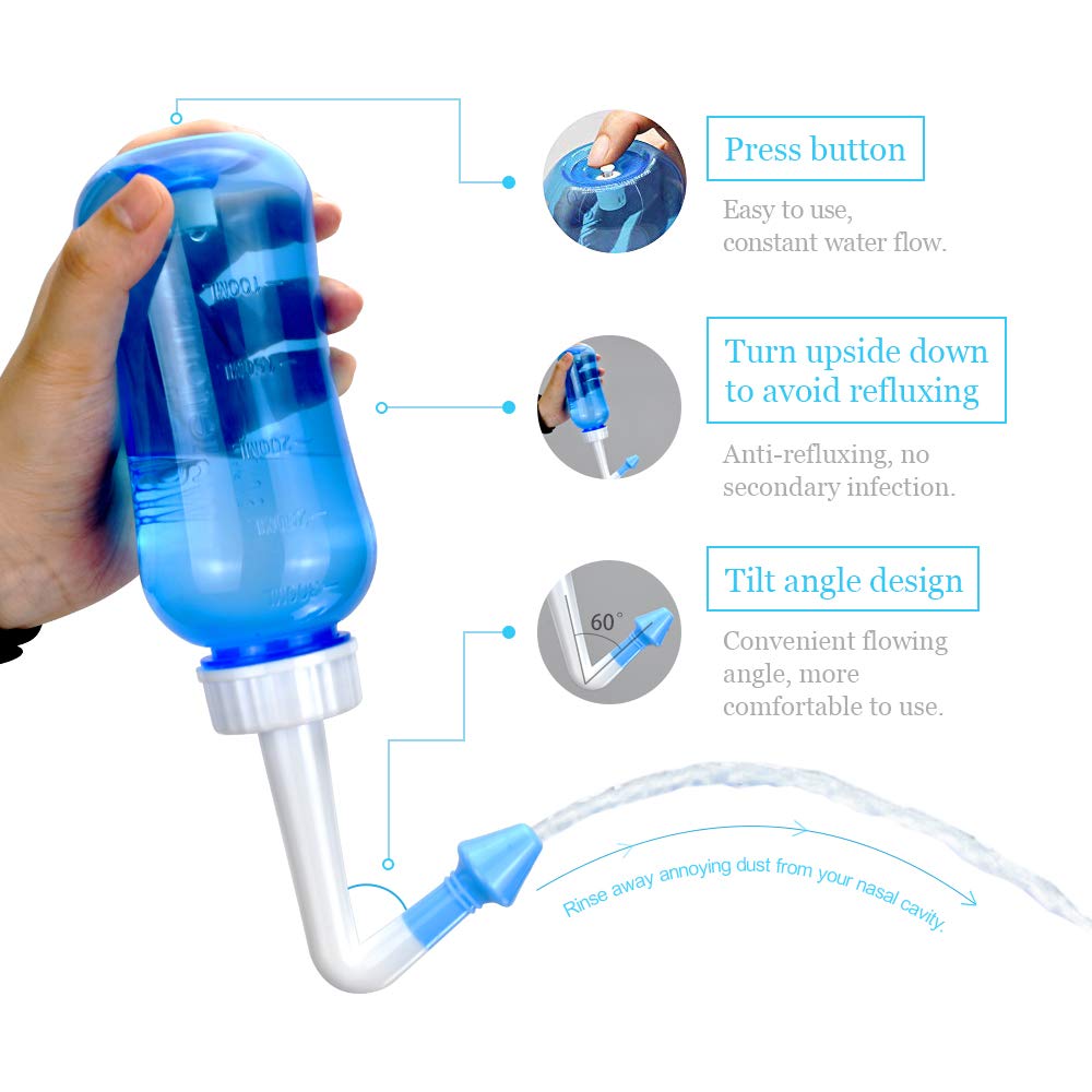 Waterpulse vaso de irrigación nasal flujo suave en uso diario