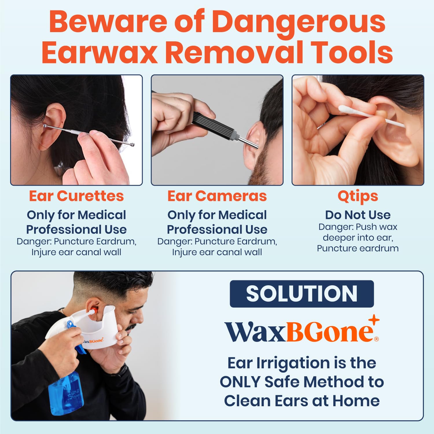 WaxBGone gotas ablandar cerumen, preparan el canal para limpieza suave.