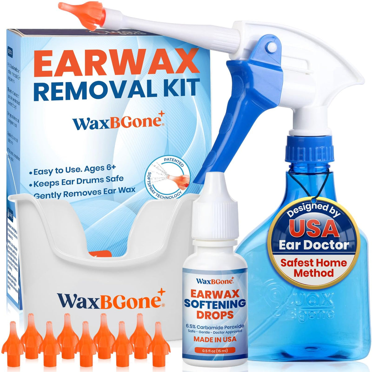 WaxBGone tip softspray riego para oídos, limpieza suave y segura.