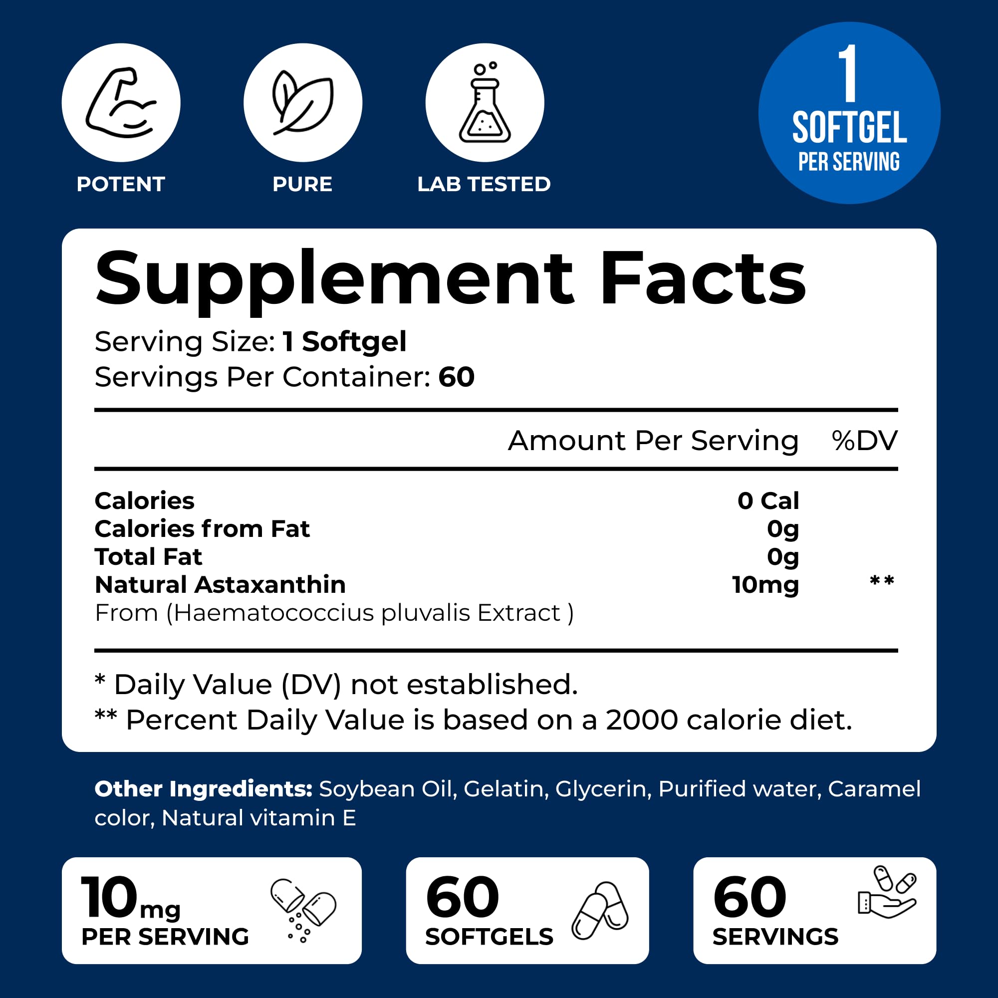 We Like Vitamins Astaxantina botella de 60 cápsulas, opción duradera para la vitalidad