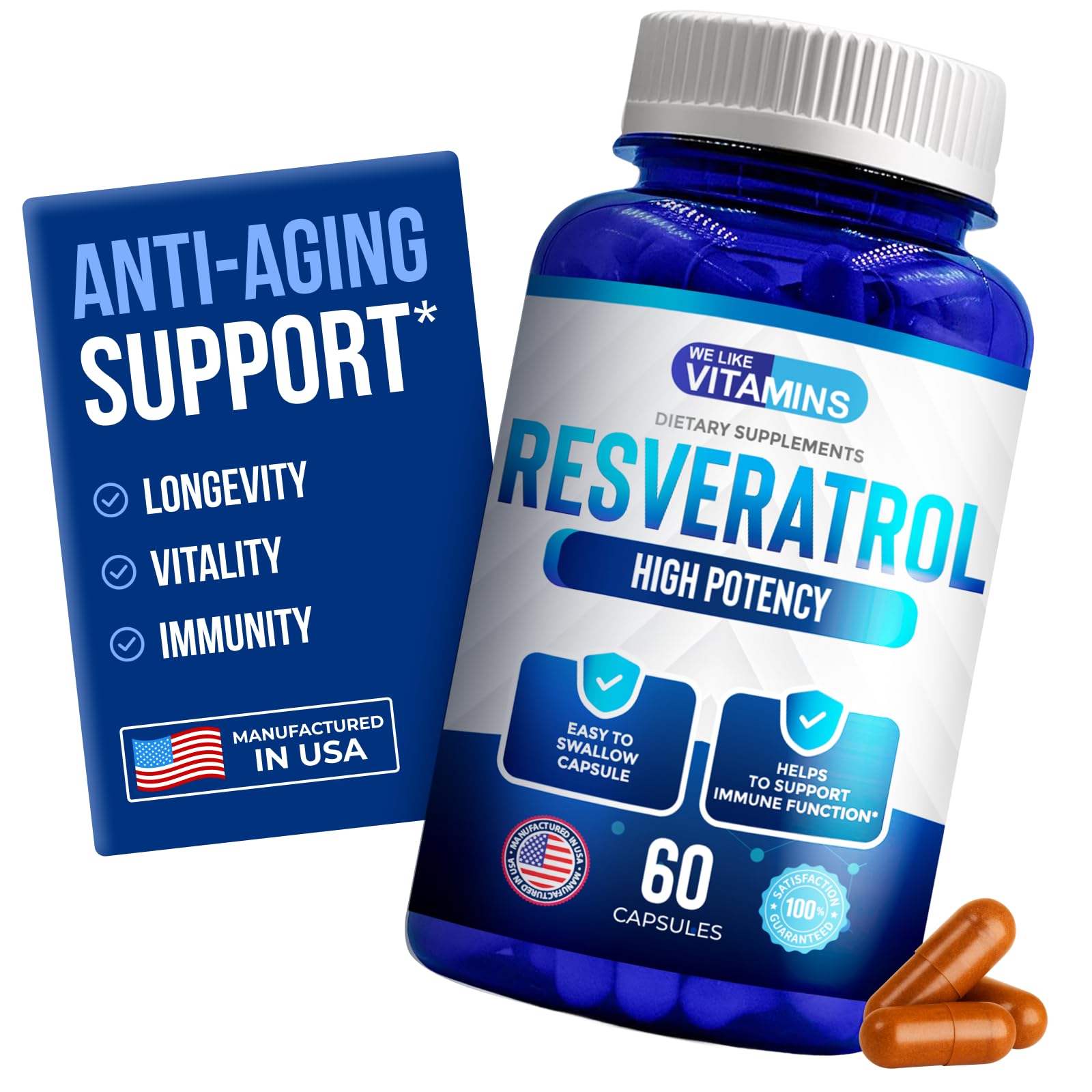 We Like Vitamins Resveratrol 1000mg cápsulas vegetales para uso diario