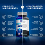 We Like Vitamins Resveratrol cápsulas fáciles de tragar para uso diario.
