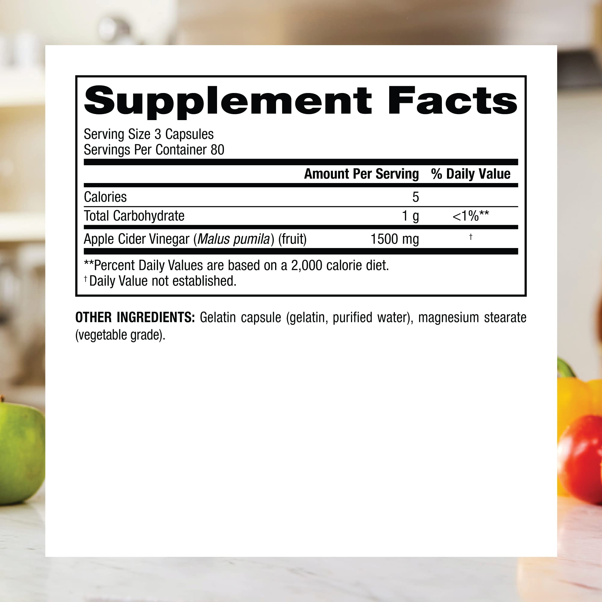 Webber Naturals ACV cápsulas sin azúcar para dietas.