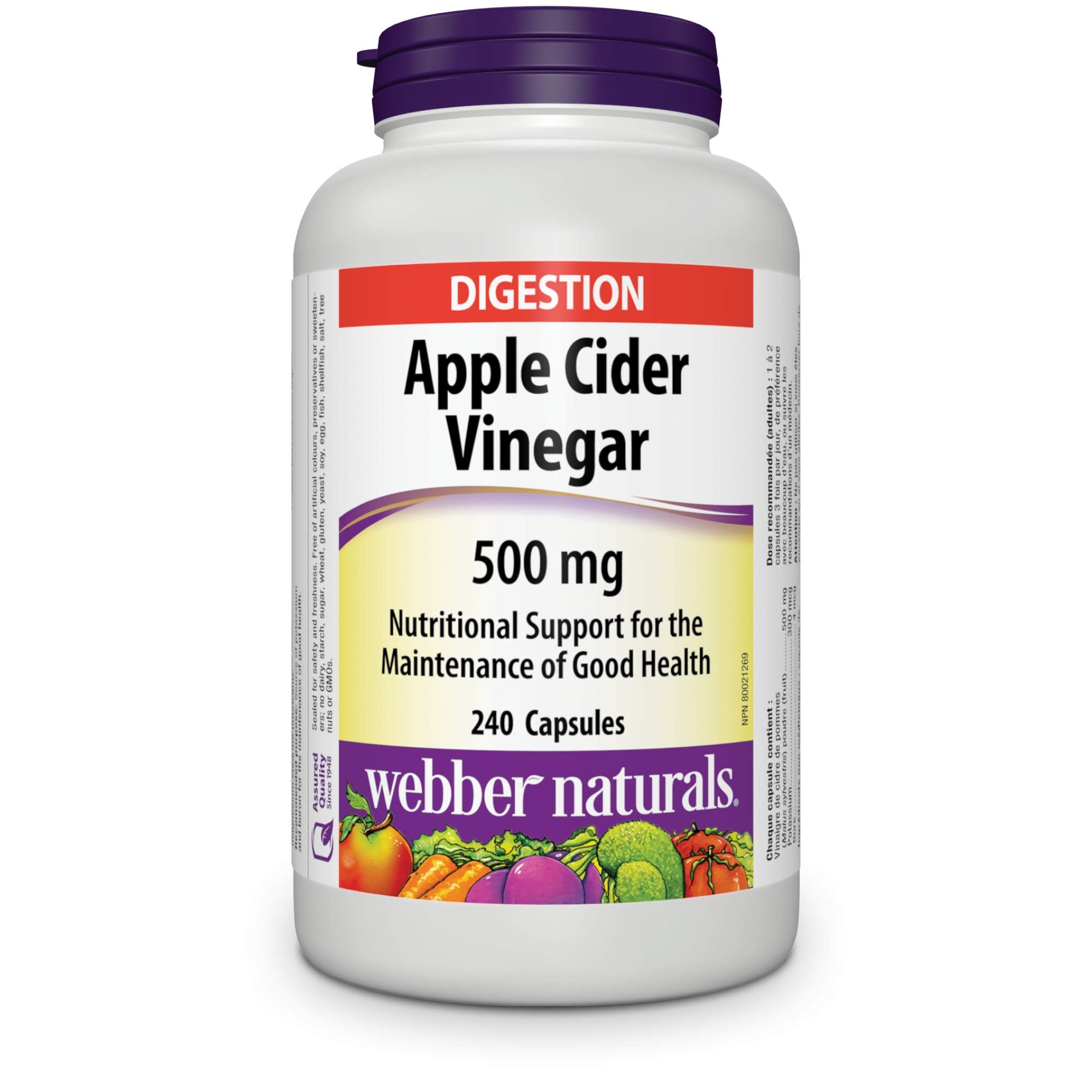 Webber Naturals vinagre de manzana en cápsulas, frasco para uso diario