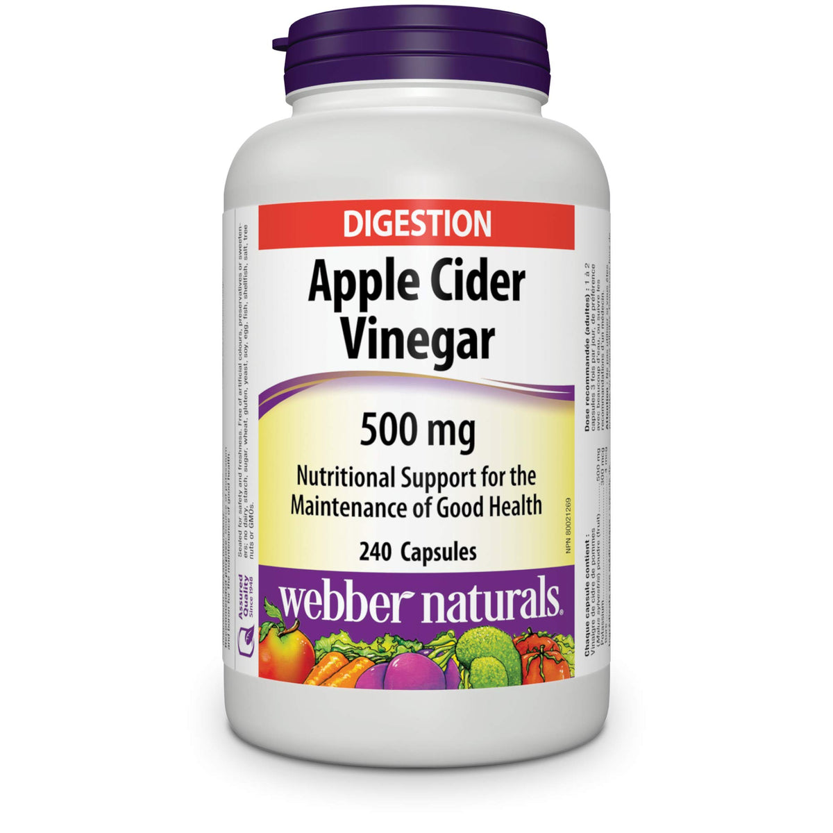 Webber Naturals vinagre de manzana en cápsulas, frasco para uso diario