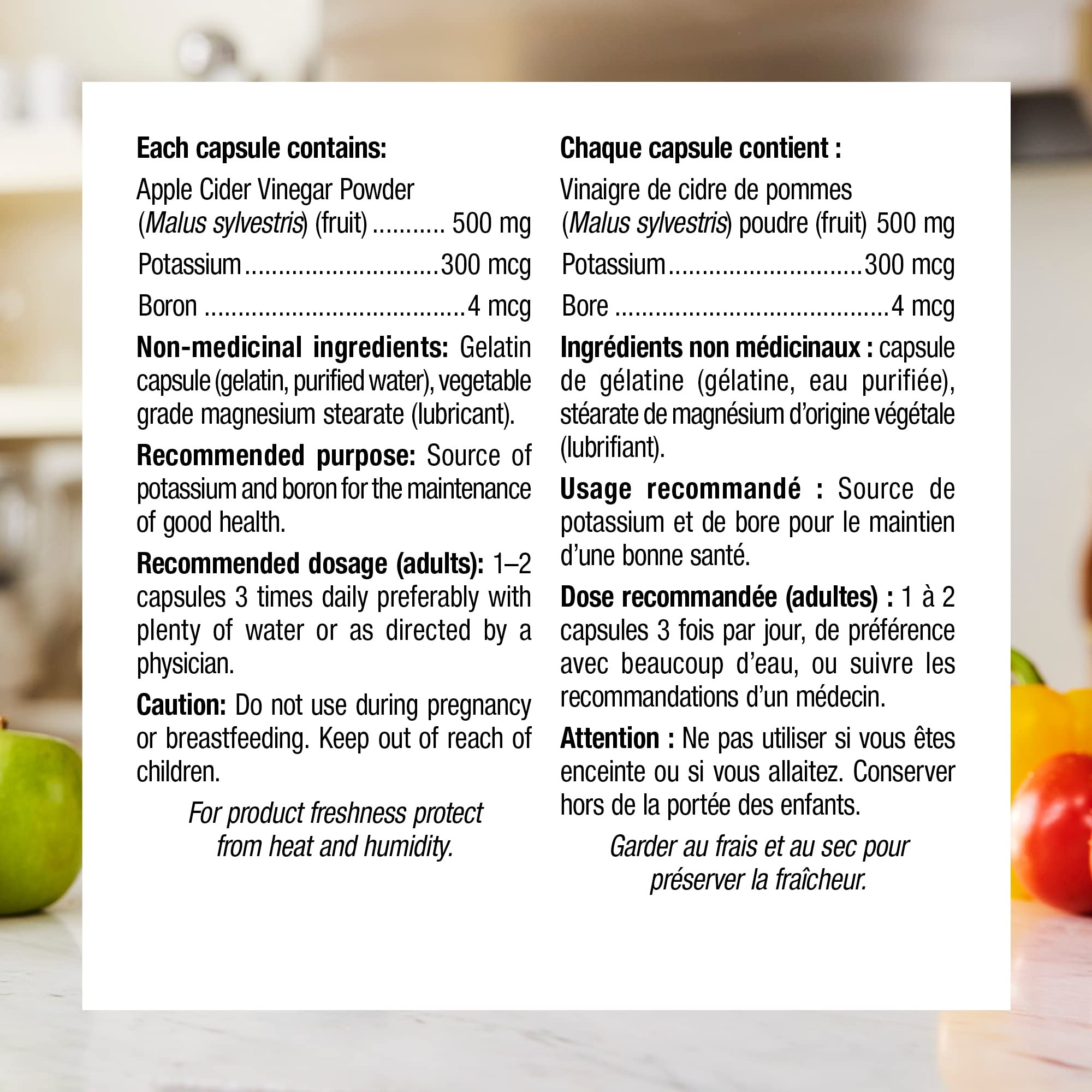 Webber Naturals vinagre de manzana en cápsulas, tapa segura para viaje