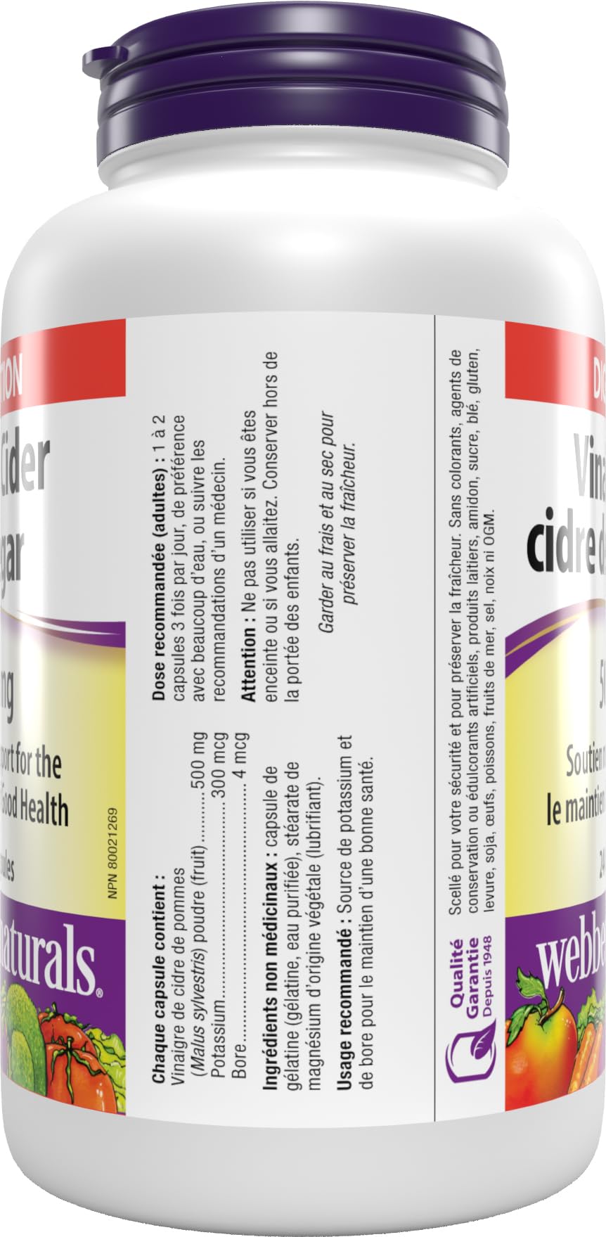 Webber Naturals vinagre de manzana, cápsulas para uso diario