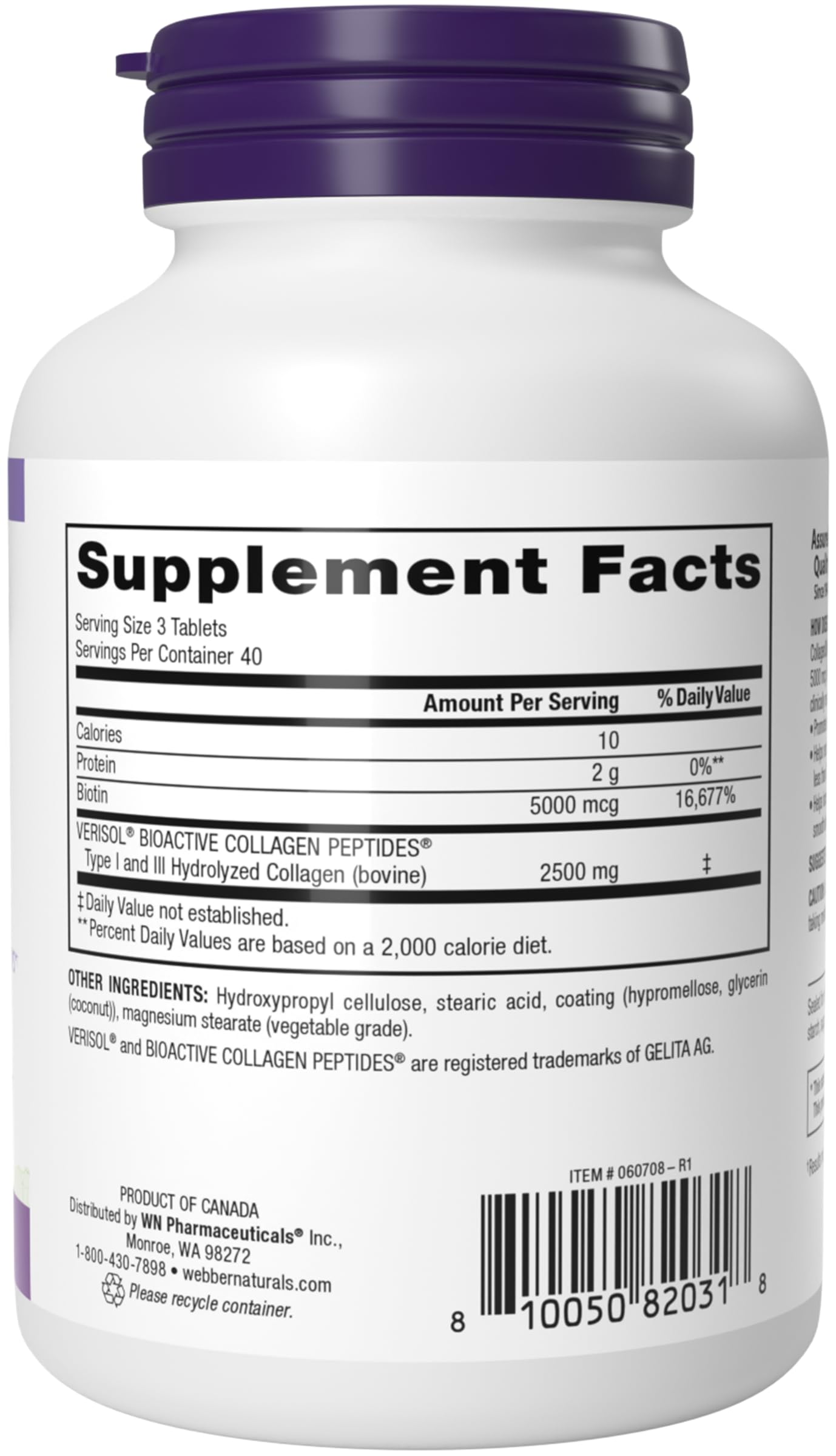 Webber Naturals Collagen30 calidad desde 1948: garantía de estándares de pureza.
