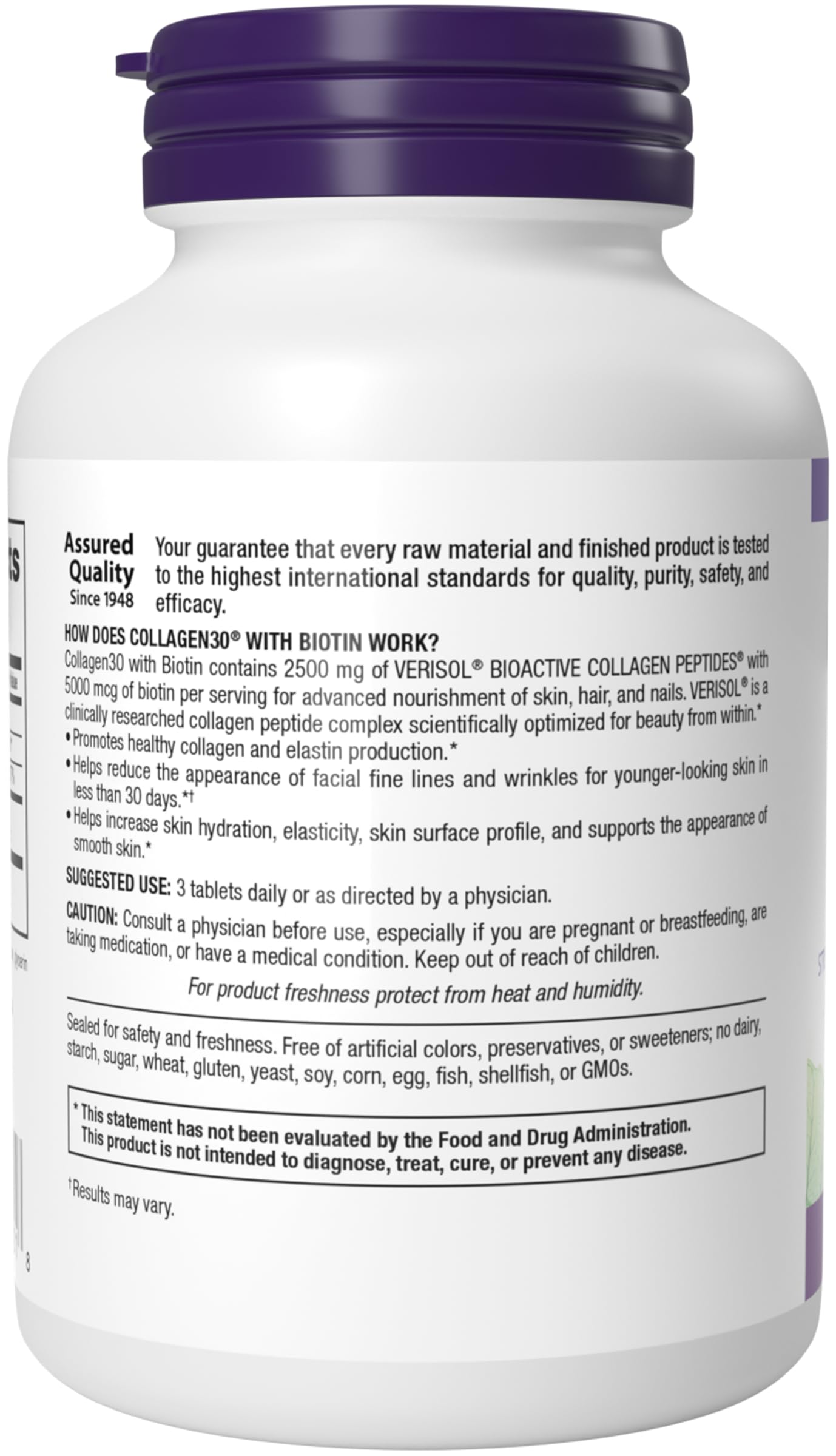 Webber Naturals Collagen30 libre de gluten: apto para dietas sin gluten.