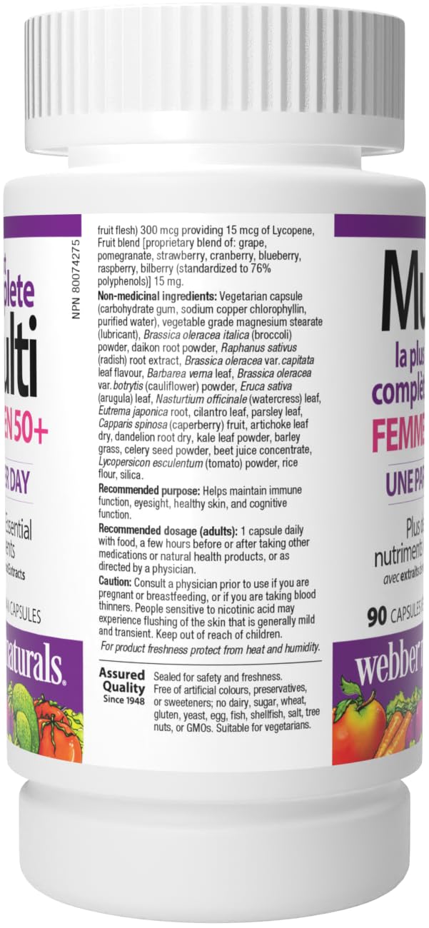 Webber Naturals dosis diaria en una cápsula fácil de tragar.