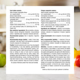 Webber Naturals Enzimas Digestivas, etiqueta de ingredientes, énfasis en proteínas y carbohidratos.