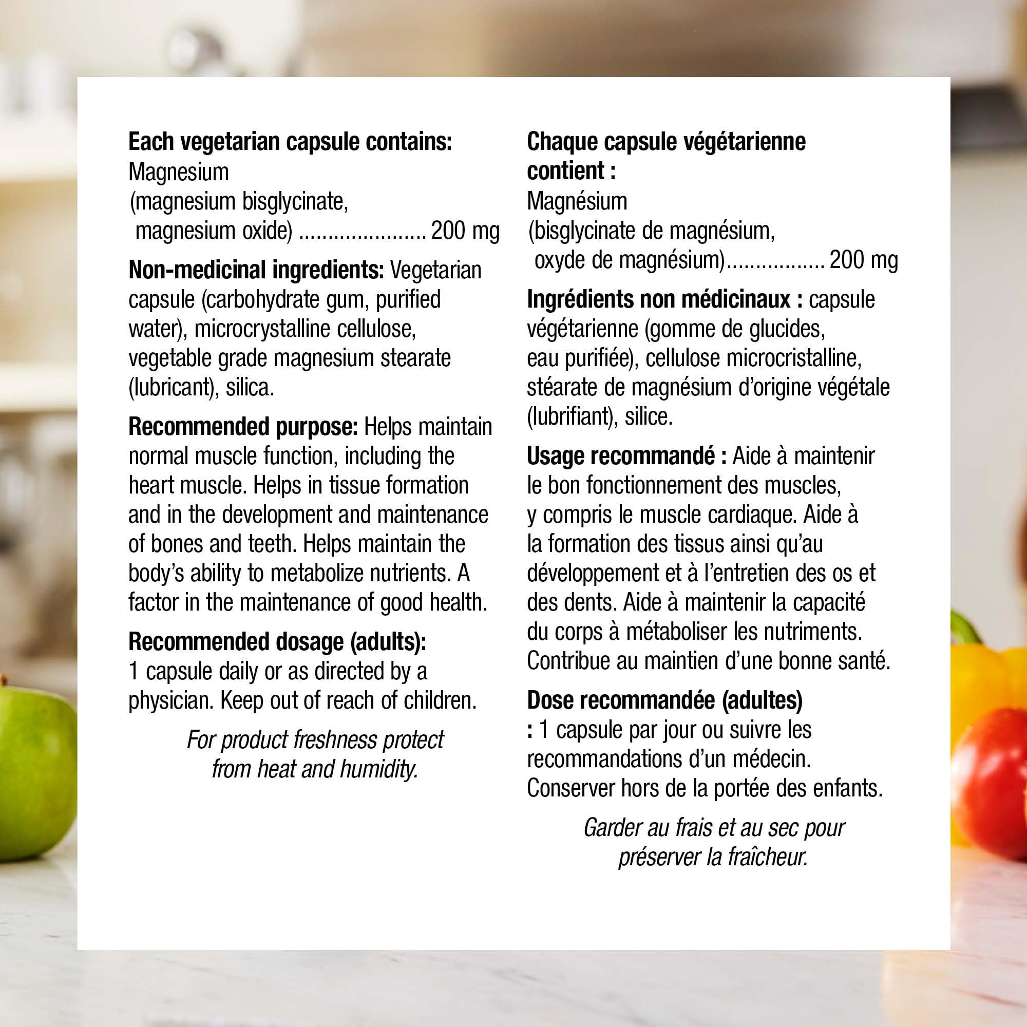 Webber Naturals Magnesium Bisglycinato 200 mg: ayuda la formación de tejidos y metabolismo de nutrientes.