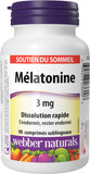 Webber Naturals Melatonina 3 mg tableta sublingual mentolada: posible ajuste de ritmos de sueño.