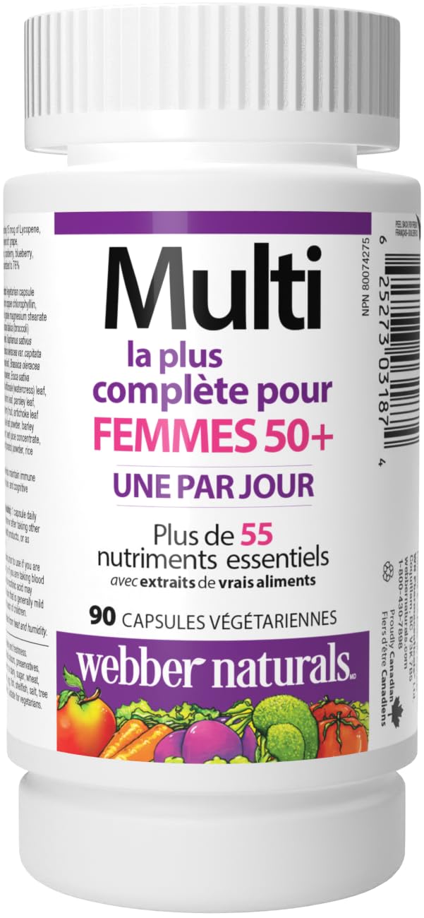 Webber Naturals cápsulas para mujer 50+, fuente diaria de vitaminas.