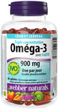 Webber Naturals Omega3 enterico cápsulas, frasco, absorción estable para uso diario.