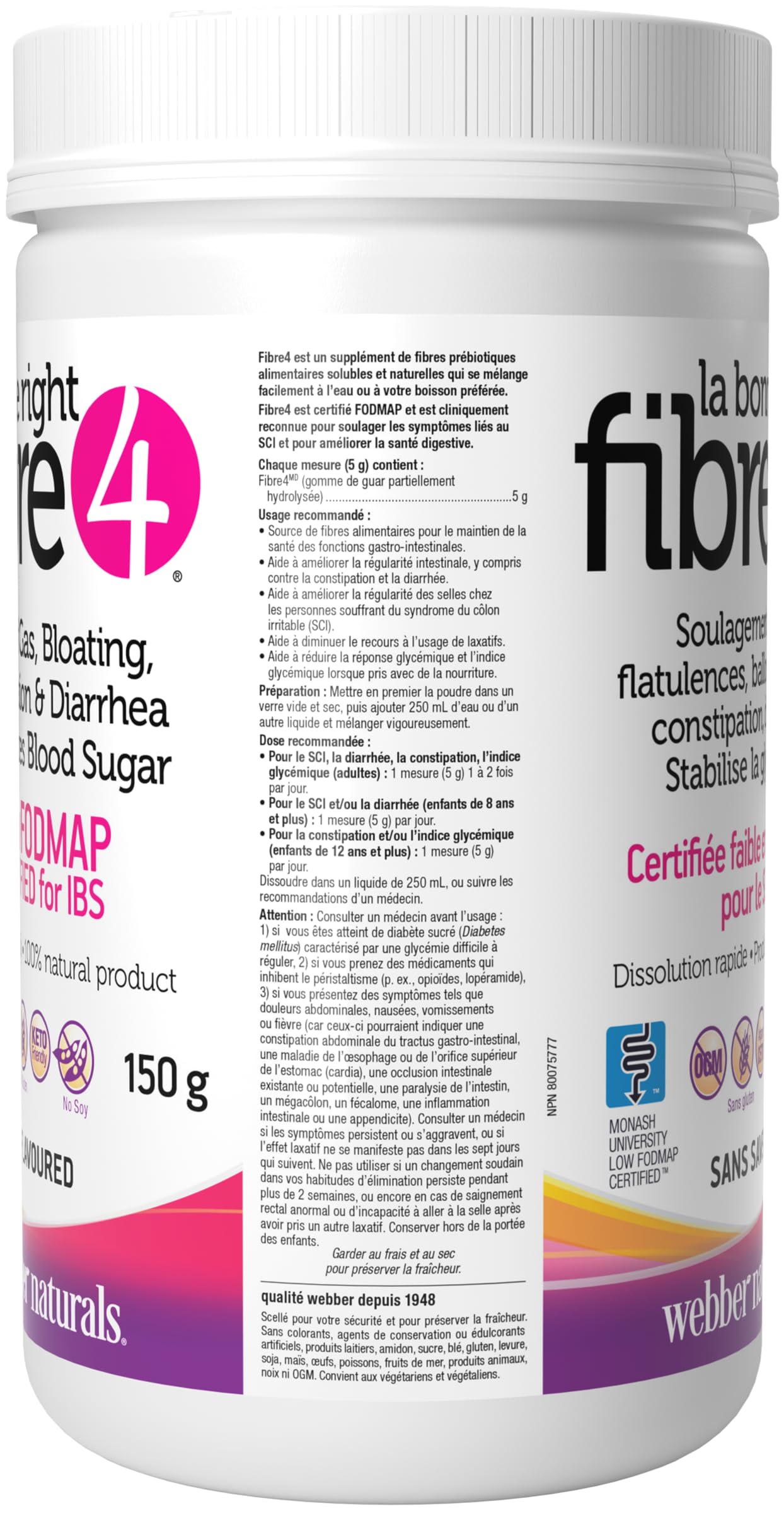 Webber Naturals Fibre4 sin grumos al disolver
