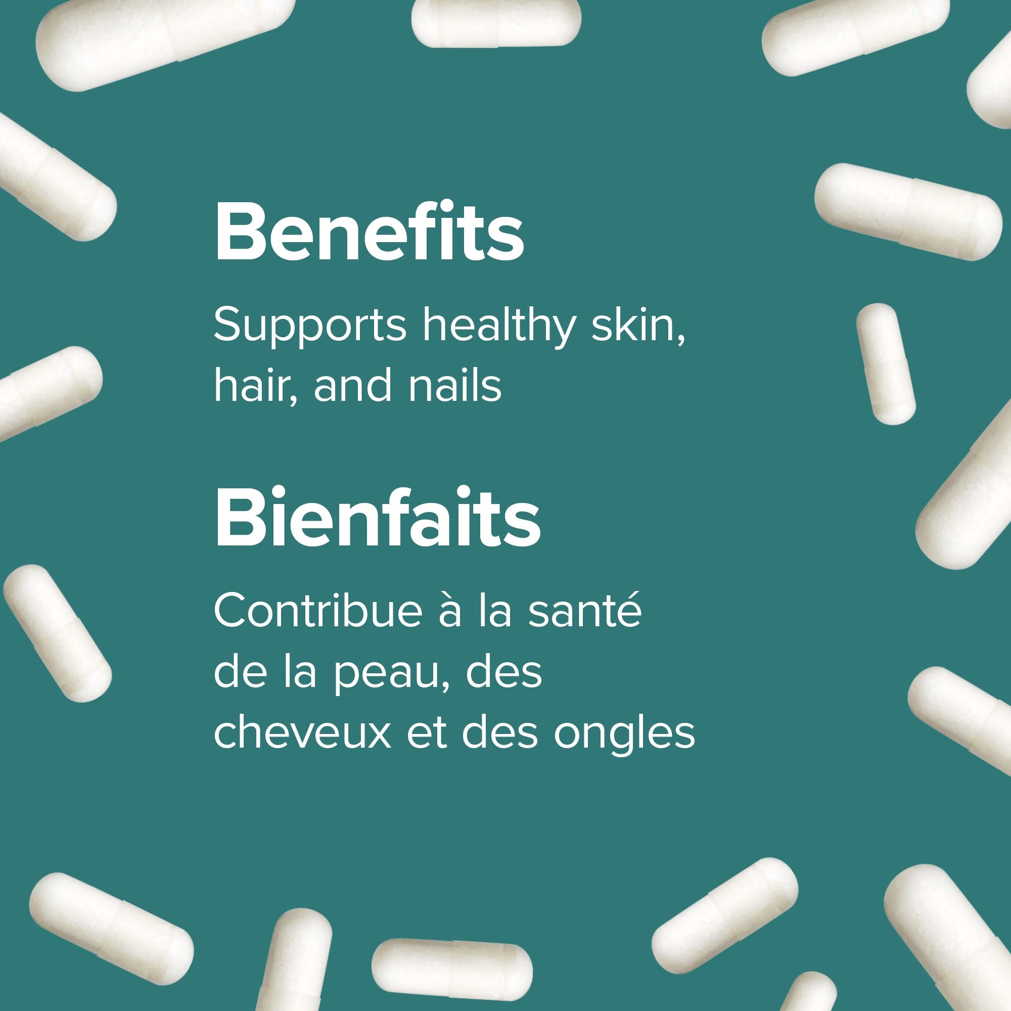 Webber Naturals Biotina detalle de ingredientes y beneficios para la piel.