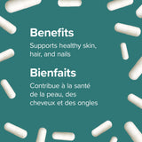 Webber Naturals Biotina detalle de ingredientes y beneficios para la piel.