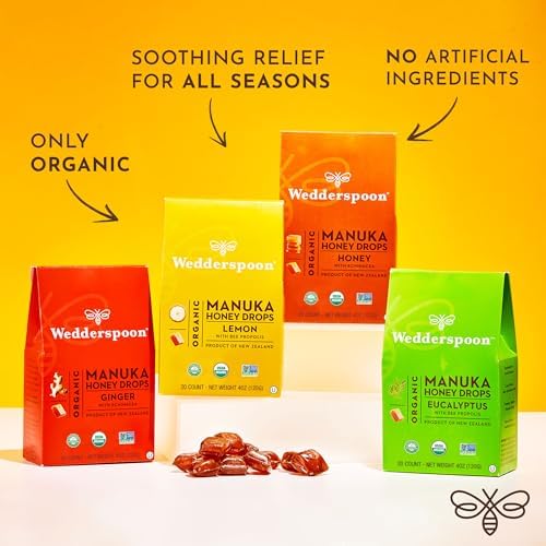 Aroma cítrico de limón en las pastillas Wedderspoon para días fríos.