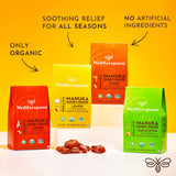 Presentación en caja de Gotas Wedderspoon Manuka, cómoda para botiquín y viaje