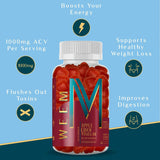 Botella WEEM con gomitas, práctico formato para consumir a diario.