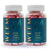 WEEM gominolas con empaque elegante para cuidado diario de cabello, piel y uñas