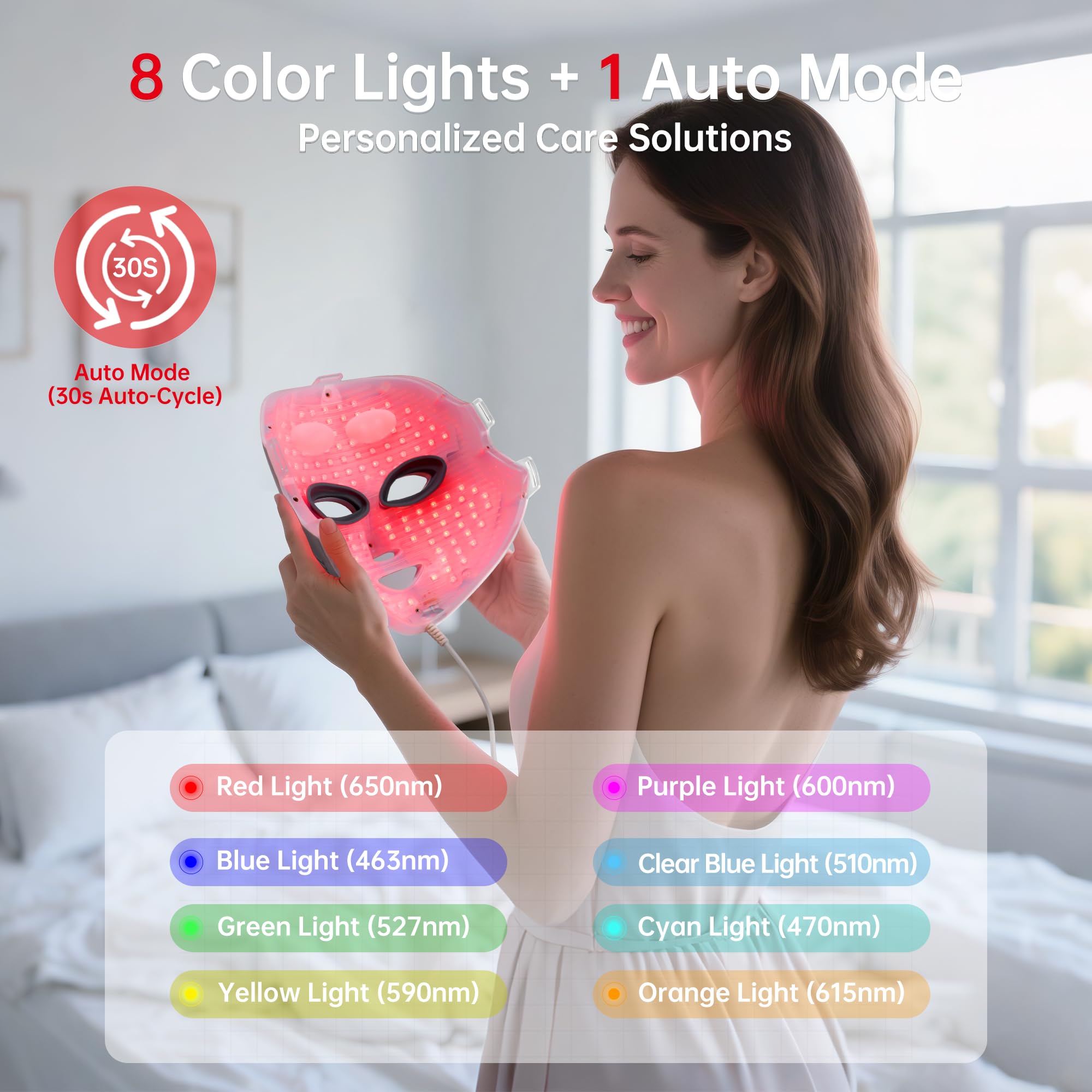 La luz azul WEETALL 8 colores para rostro ayuda a controlar inflamación y piel grasa.