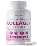 Weevit Collagen en frasco frente, apoyo para piel, cabello y uñas
