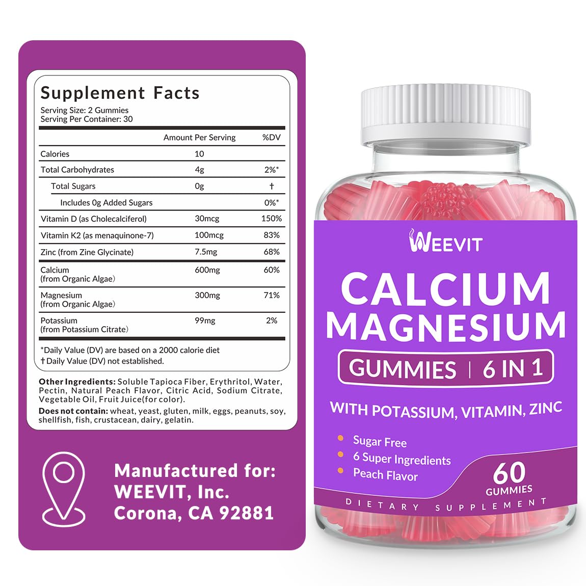 Weevit gominolas calcio magnesio zinc, uso diario seguro