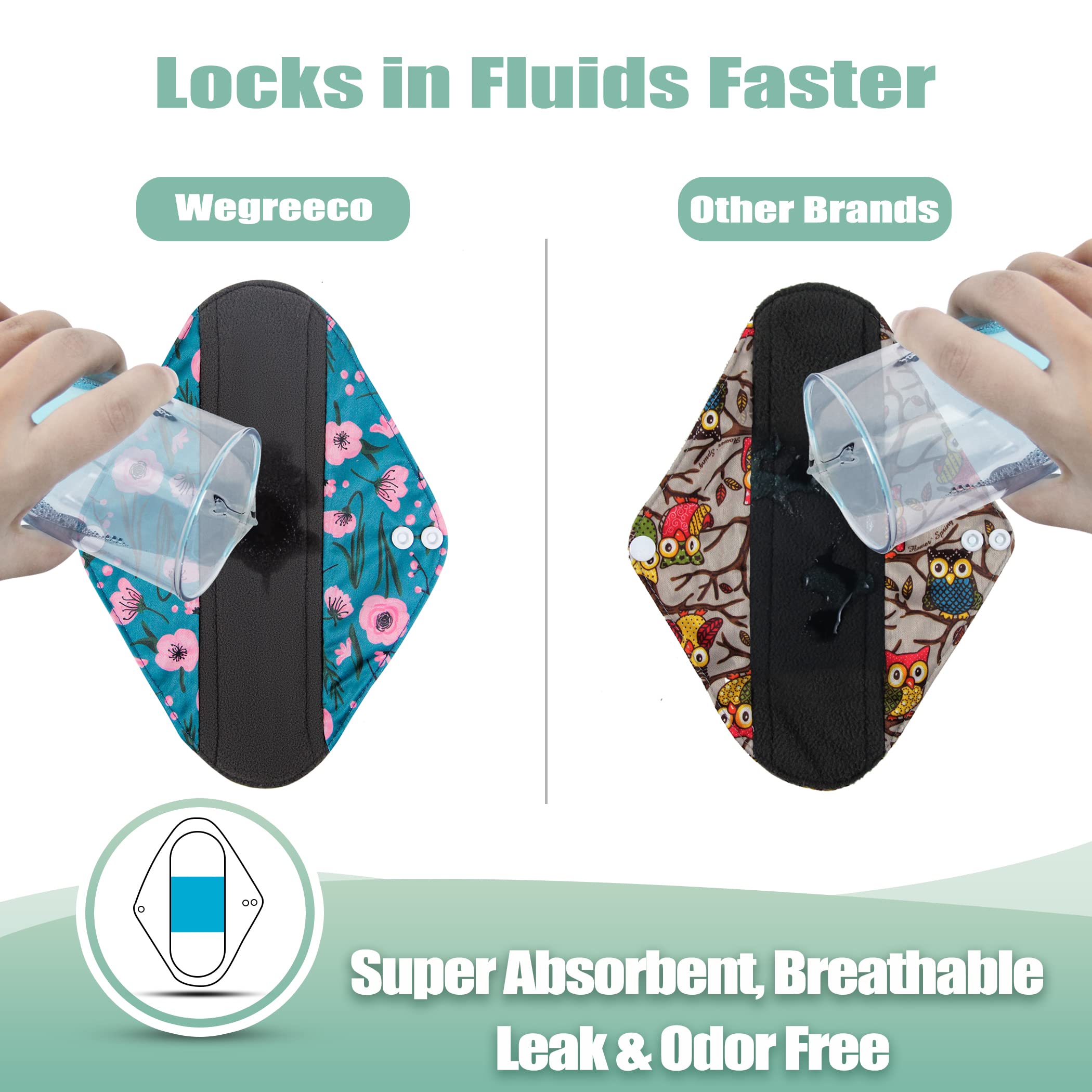 Dos broches de seguridad Wegreeco para fijar la almohadilla reutilizable.