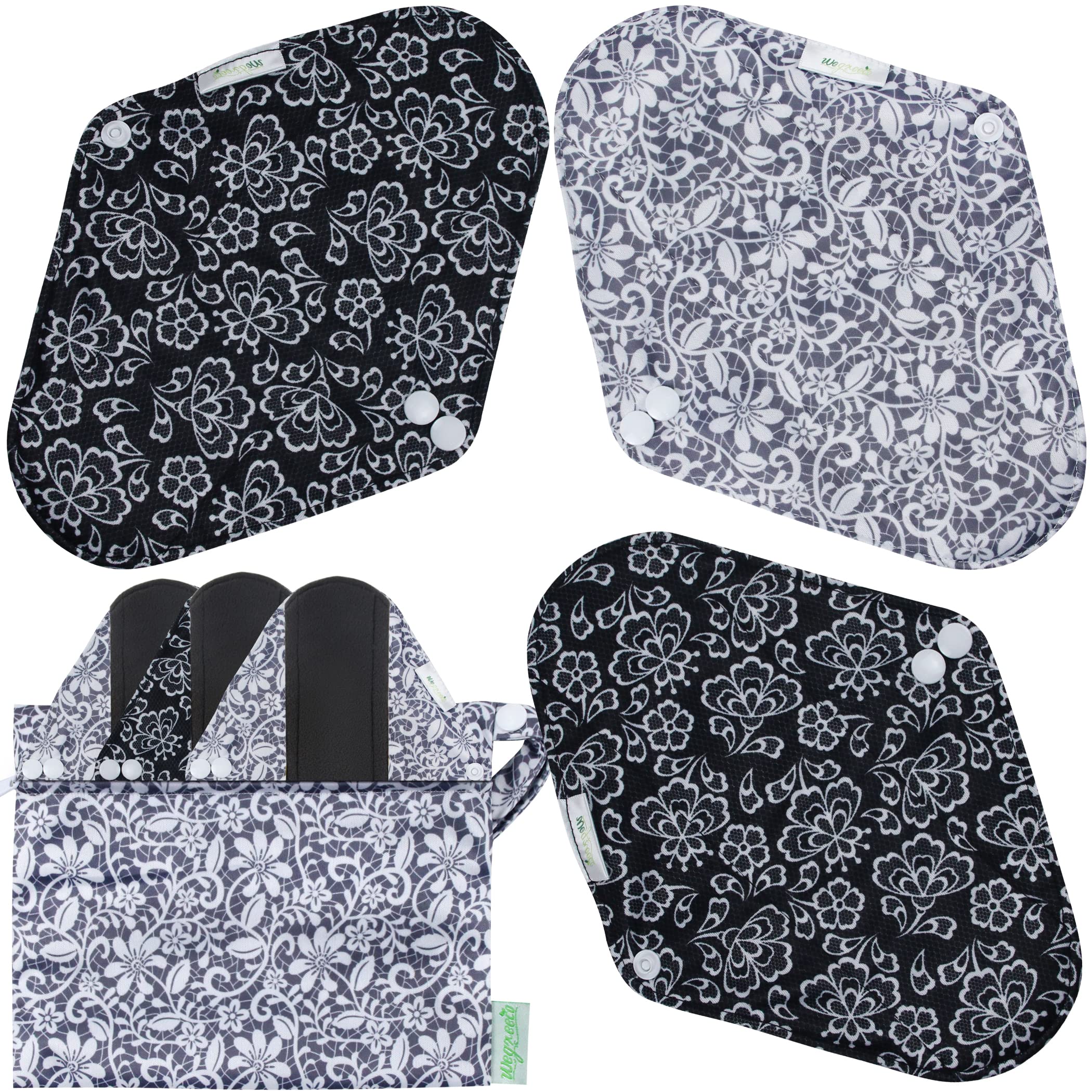 Wegreeco almohadillas menstruales exteriores con estampado, uso diario seguro y cómodo.
