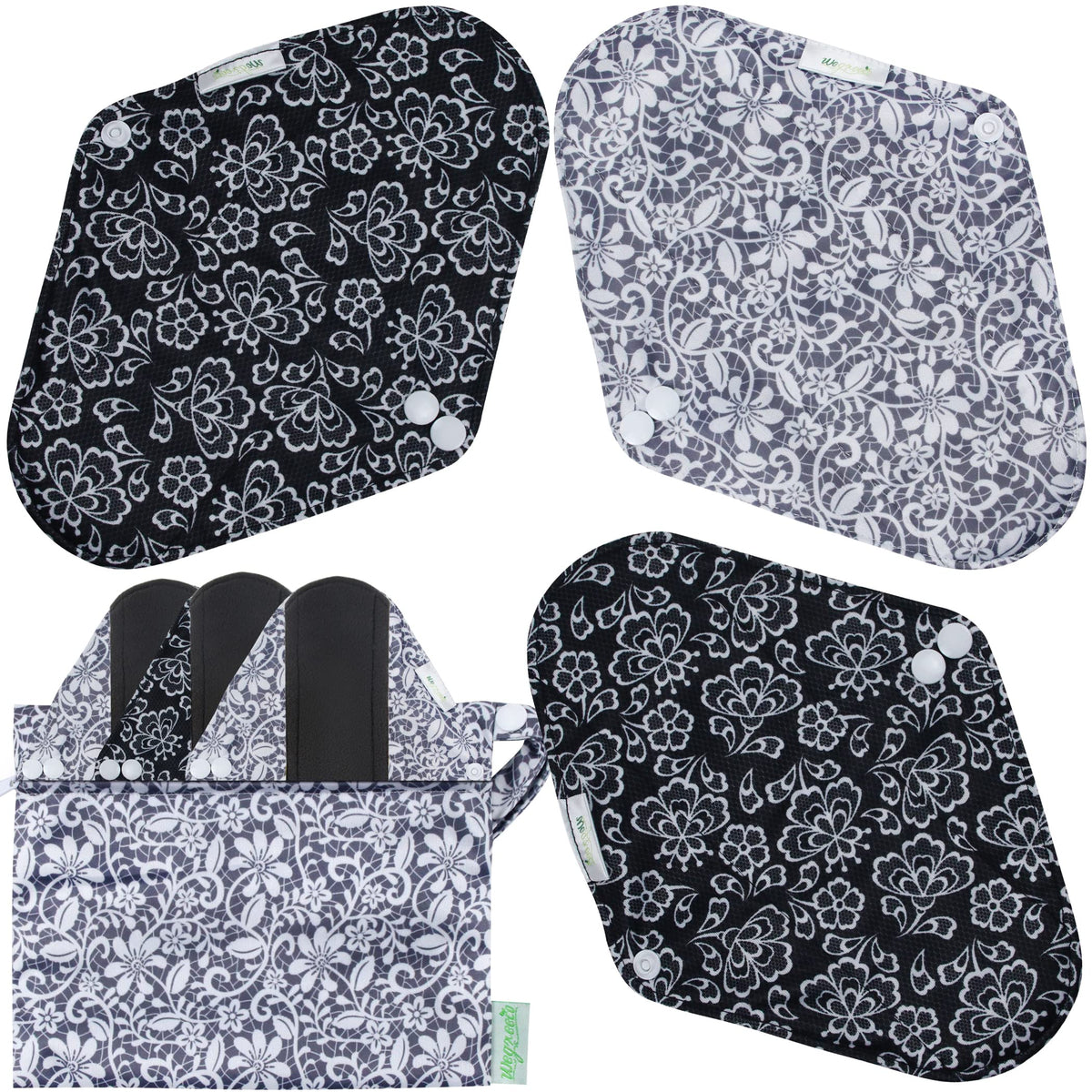 Wegreeco almohadillas menstruales exteriores con estampado, uso diario seguro y cómodo.