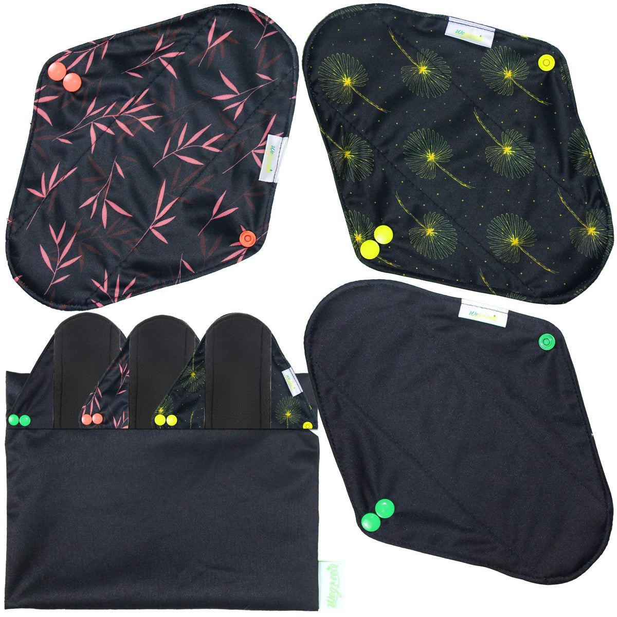Wegreeco almohadillas menstruales con exterior Diente de León para protección diaria y comodidad.