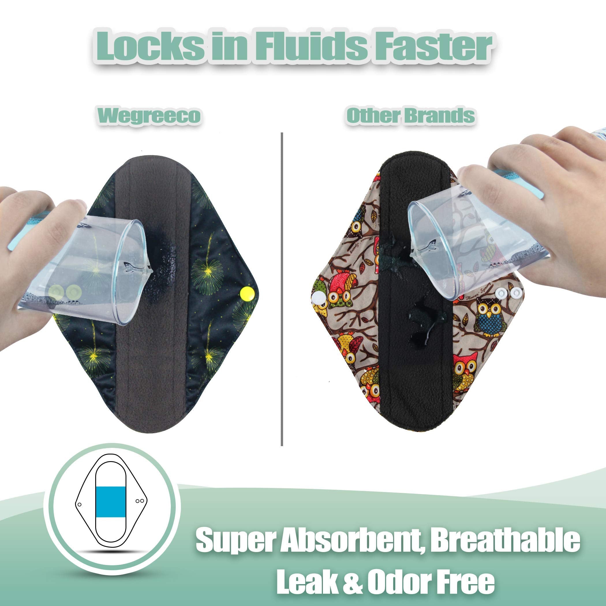 Wegreeco almohadillas reutilizables con dos broches para ajuste seguro