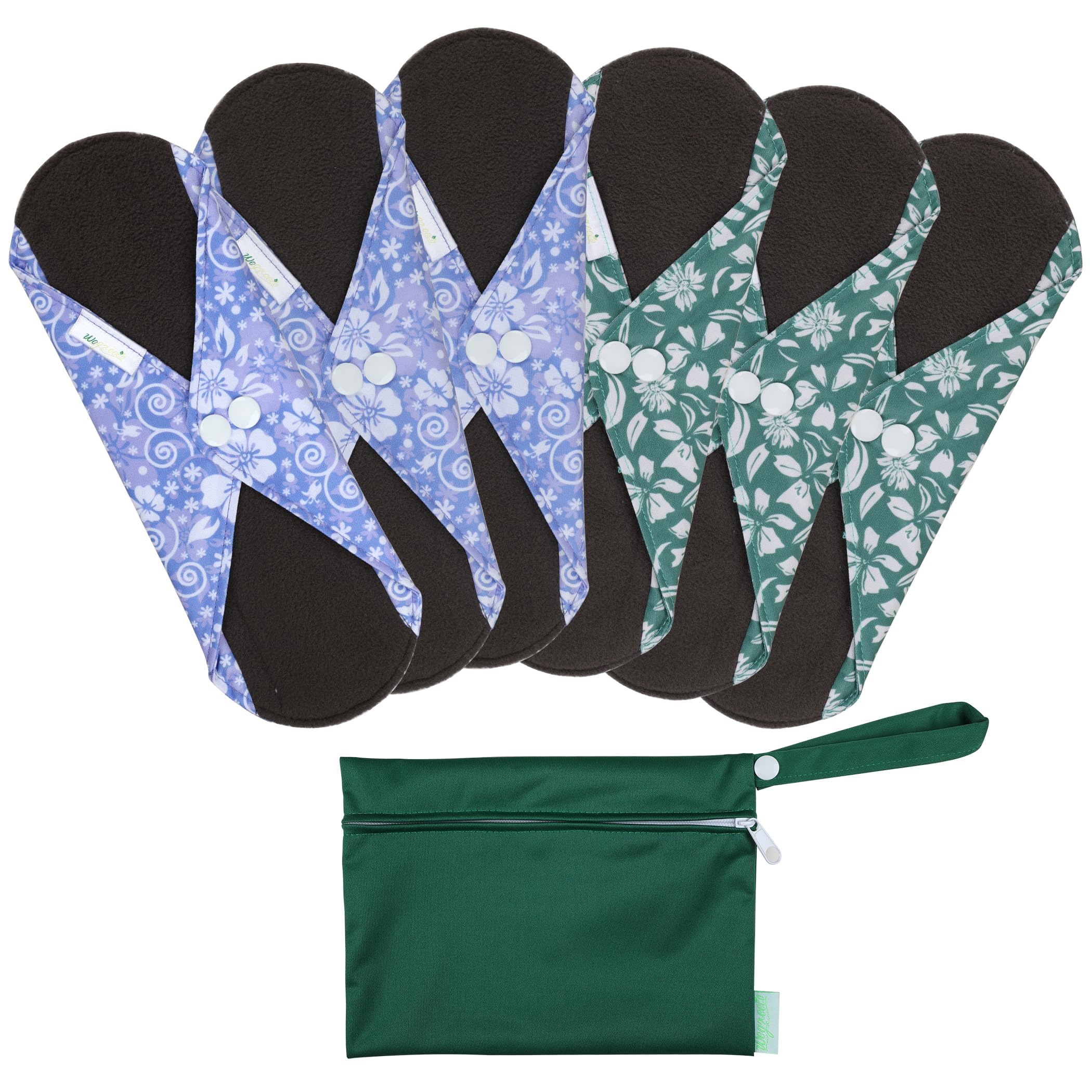 wegreeco almohadillas reutilizables, flor-en-pleno-florecimiento-pequena, absorbentes para noches más tranquilas