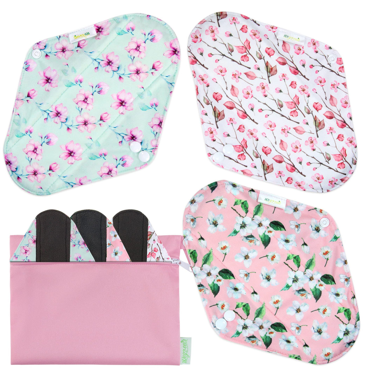 wegreeco compresas de tela tamaño l con estampado de cerezos, comodidad para días activos.